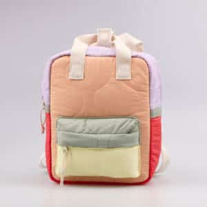 UON童裝-橘黃色拼接縫線雙肩背包