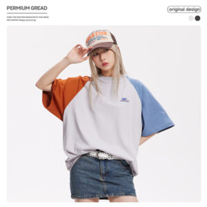 UON城山者-美式拼接復古OVERSIZE圓領情侶上衣 ２色